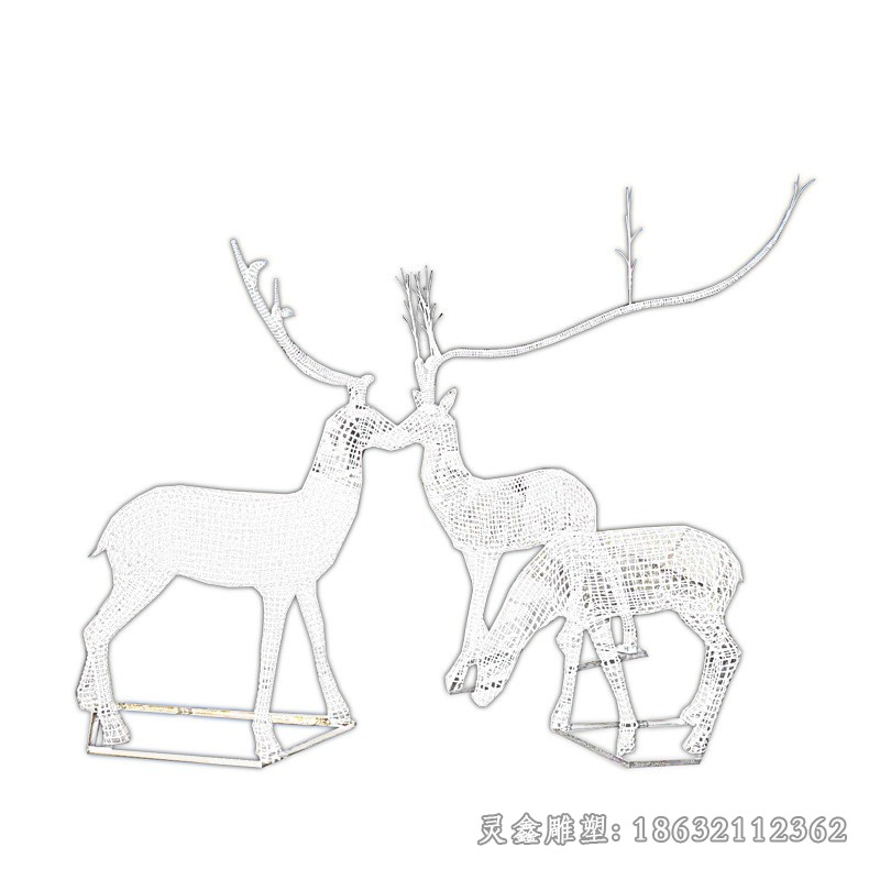 不锈钢镂空鹿庭院动物雕塑