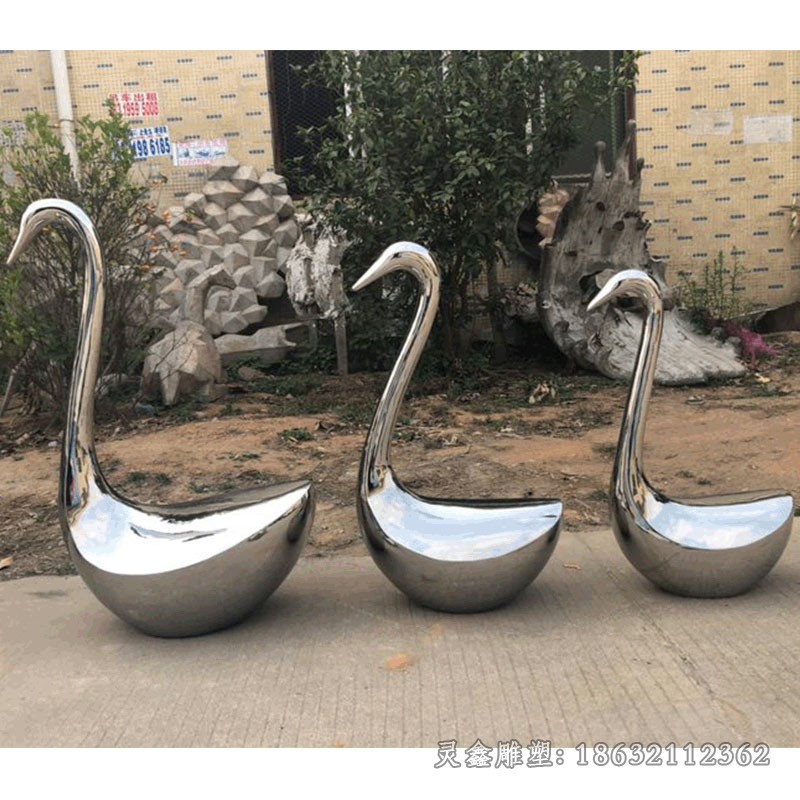 不锈钢镜面天鹅广场雕塑
