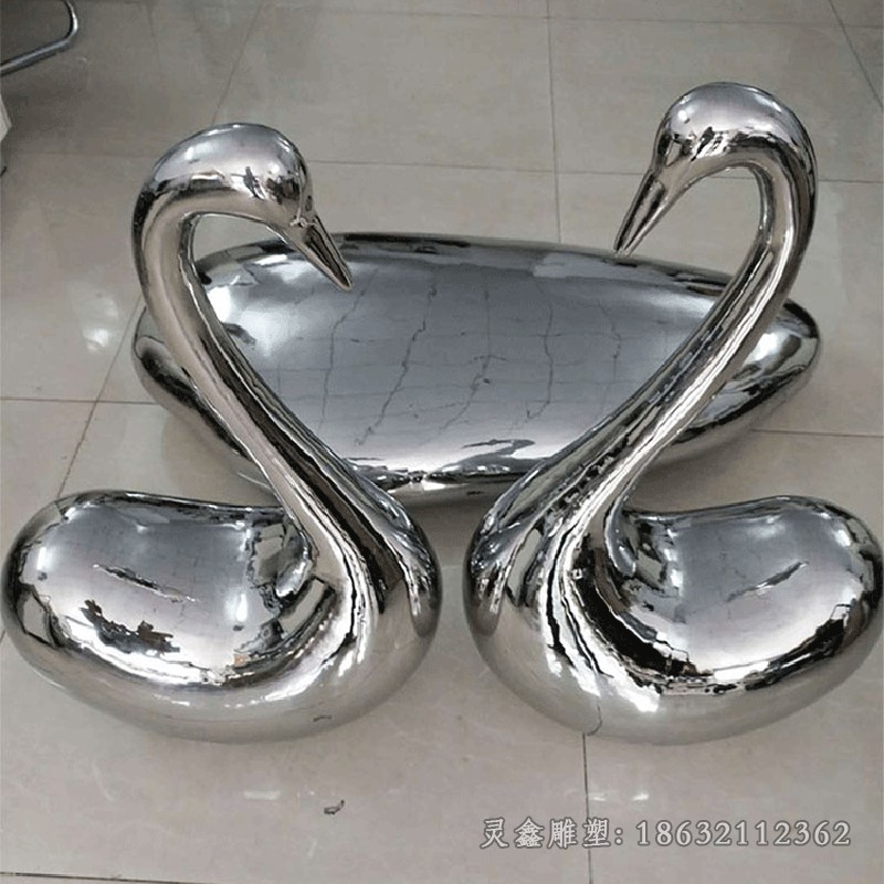 不锈钢镜面天鹅园林雕塑