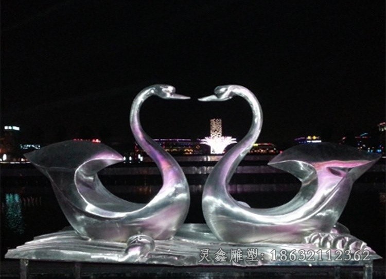 不锈钢镜面天鹅小区雕塑