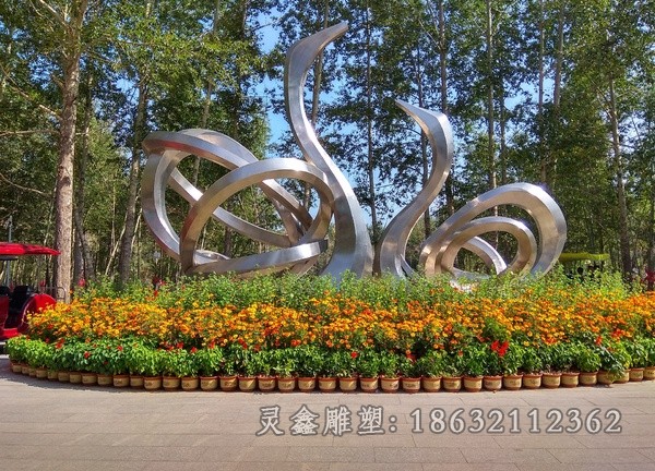 不锈钢镜面天鹅小区雕塑