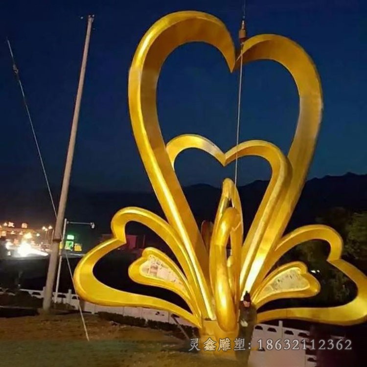 不锈钢抽象天鹅彩绘雕塑