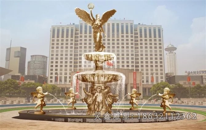 喷泉标志抽象景观铜雕