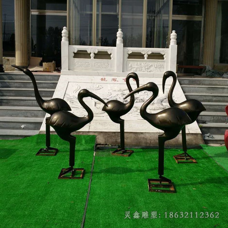 动物群鹤公园景观铜雕