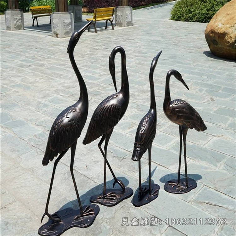动物群鹤别墅景观铜雕