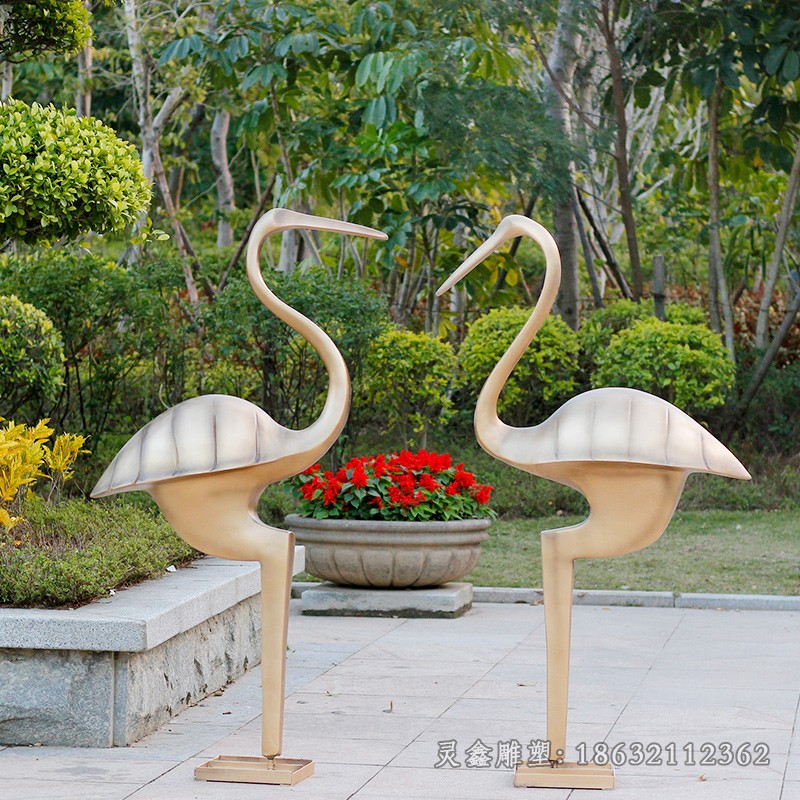 情侣仙鹤广场景观铜雕