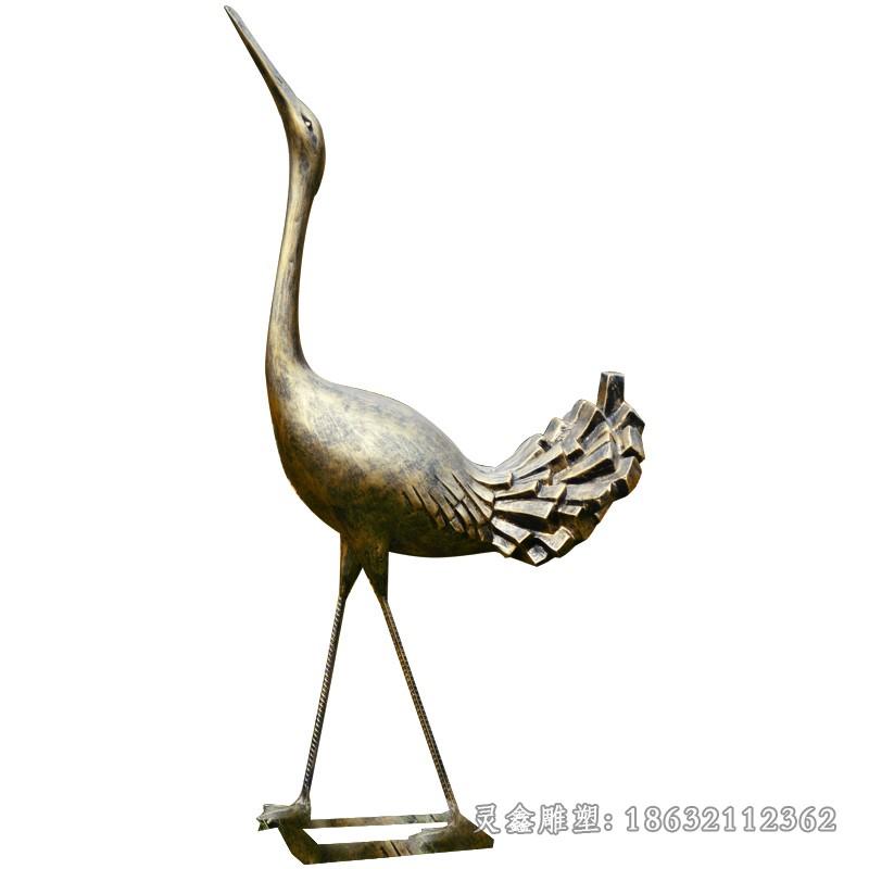 站姿仙鹤动物景观铜雕