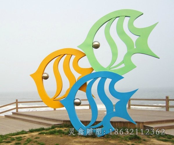抽象鱼不锈钢彩绘雕塑