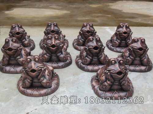 青蛙喷泉标志景观铜雕