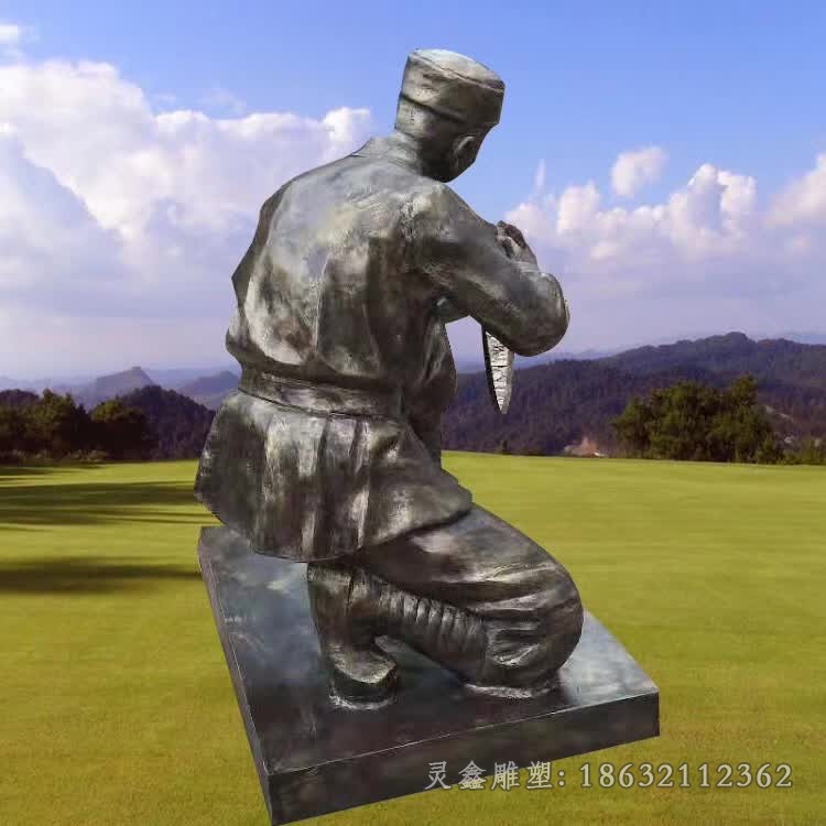 射击人物标志景观铜雕