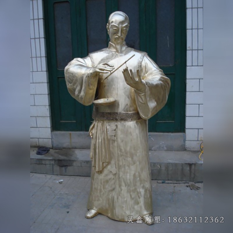 清朝制药人物标志铜雕