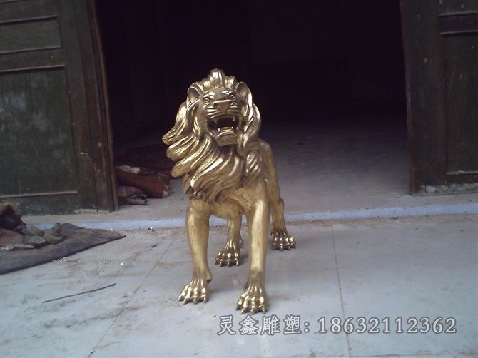 站姿狮子城市景观铜雕