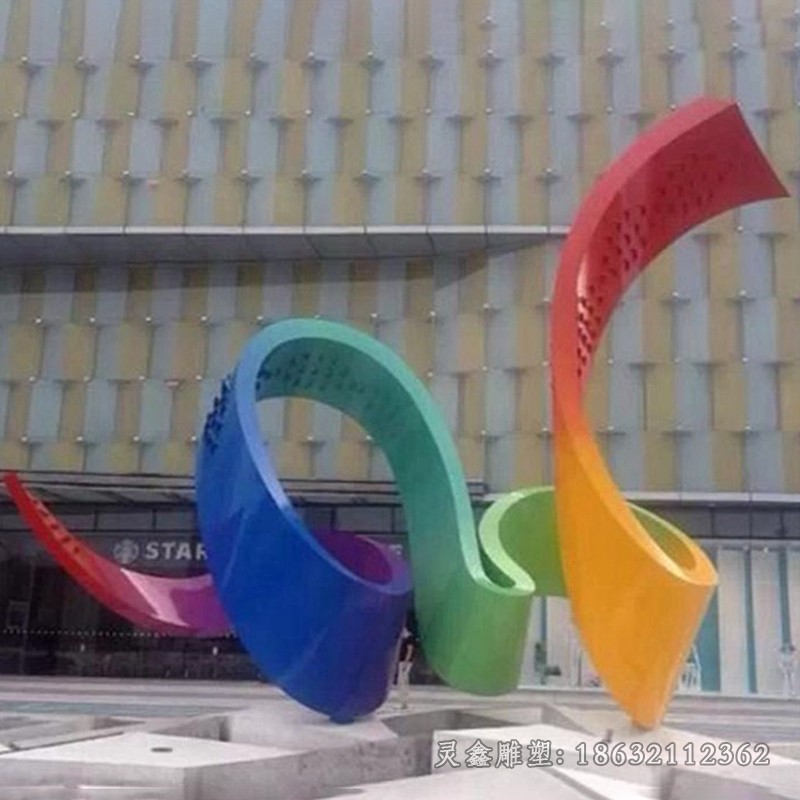 不锈钢彩带景观标志雕塑