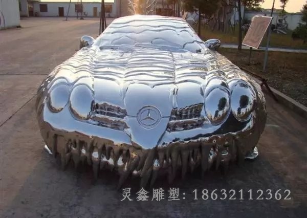 镜面车模标志不锈钢雕塑