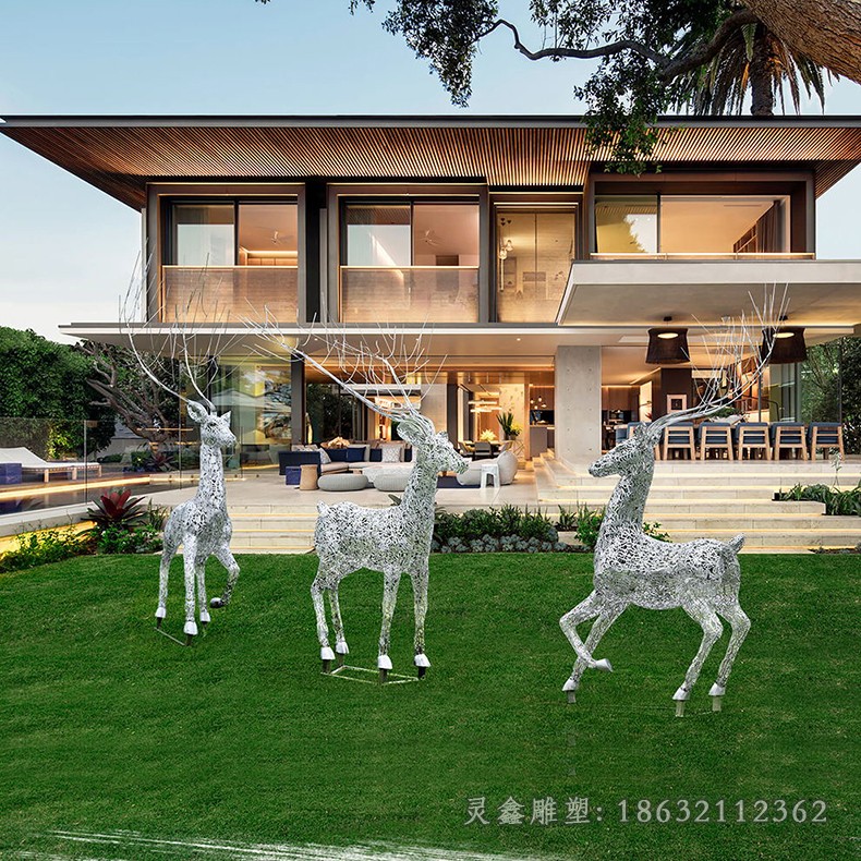 镂空鹿小区不锈钢雕塑