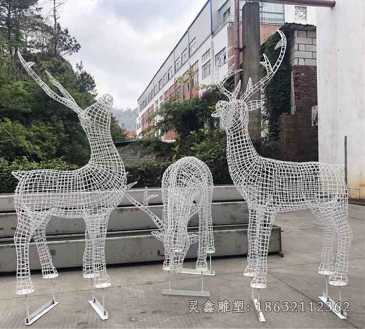 镂空鹿标志不锈钢雕塑