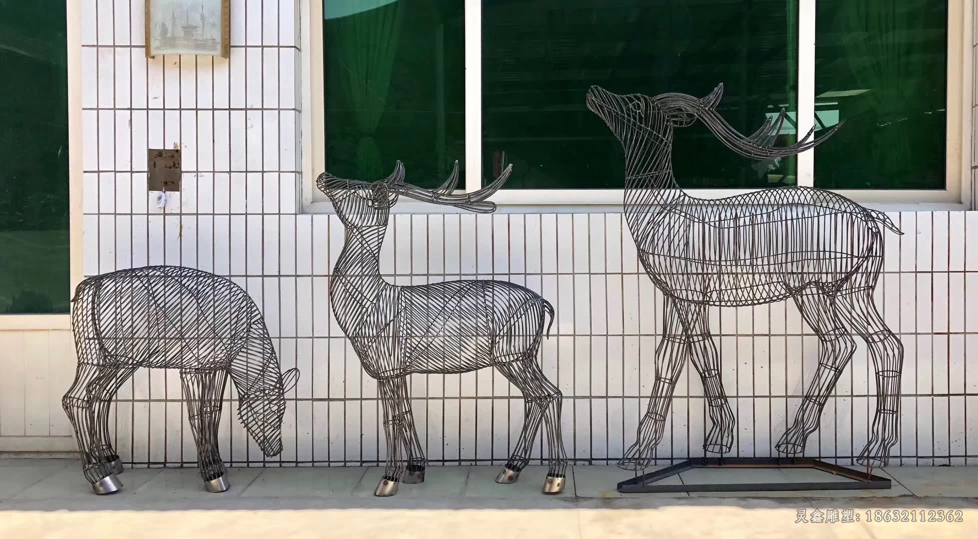 镂空鹿抽象标志不锈钢雕塑