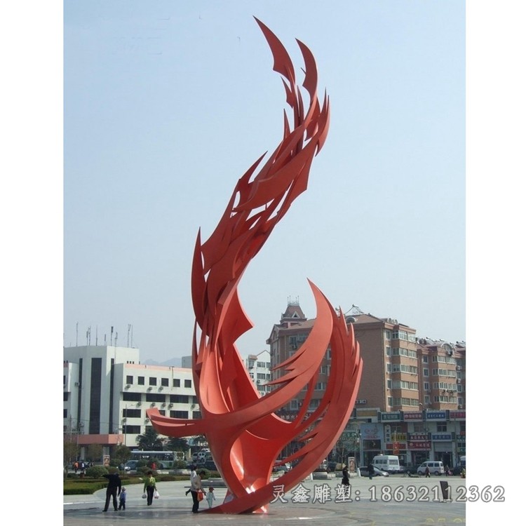 不锈钢彩绘翅膀景观雕塑
