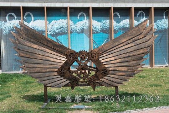 抽象翅膀不锈钢标志雕塑