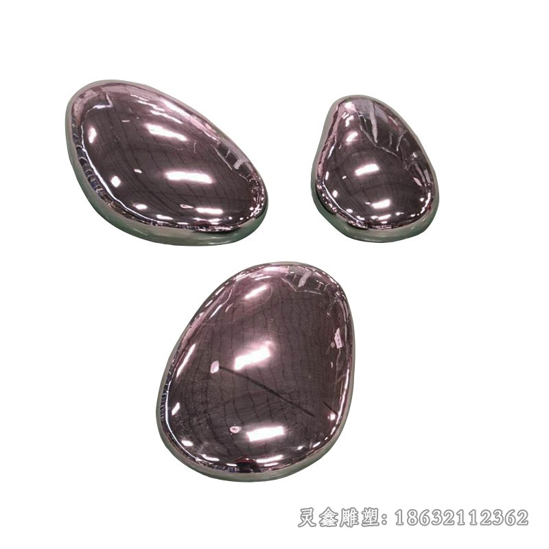 不锈钢镜面鹅卵石小区雕塑