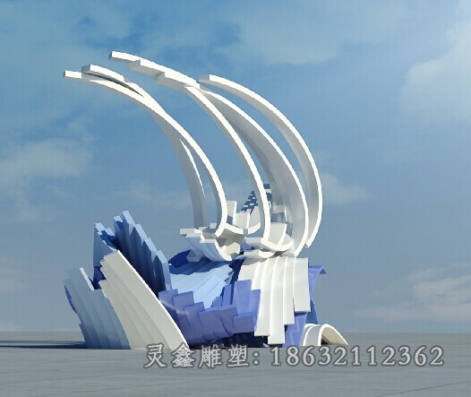 彩绘抽象海浪不锈钢雕塑