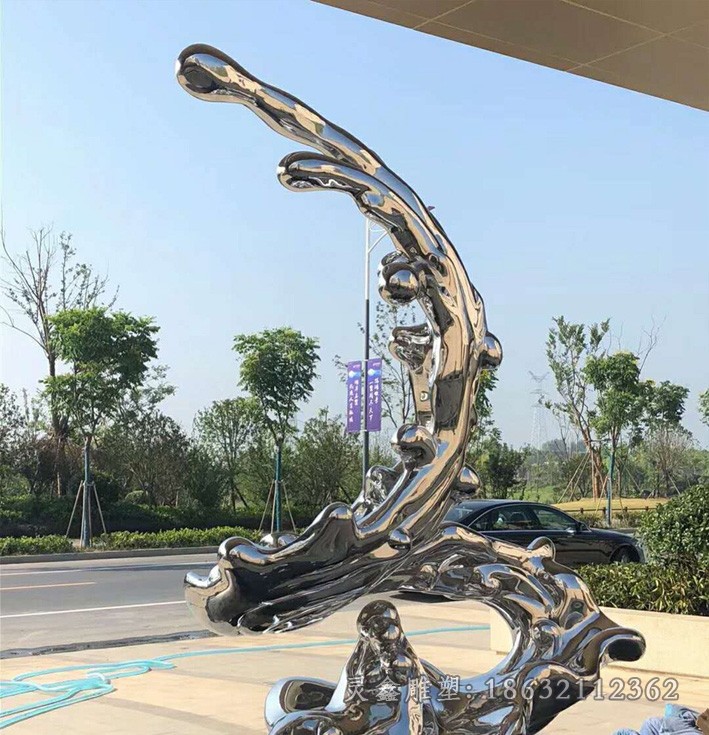 不锈钢抽象海浪标志雕塑