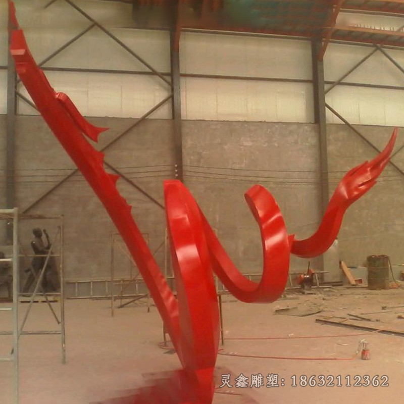 红色飘带校园不锈钢雕塑