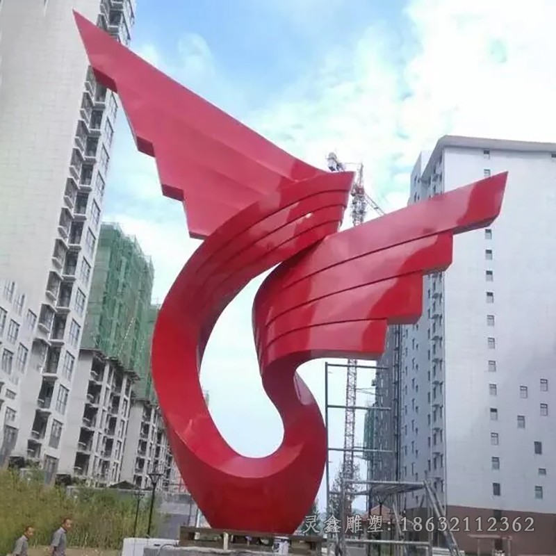红色飘带公园不锈钢雕塑