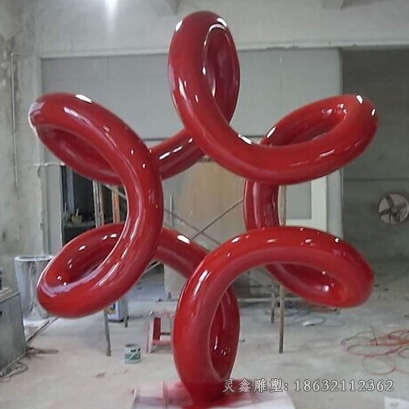 红色飘带户外不锈钢雕塑