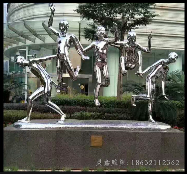 镜面不锈钢抽象人物雕塑