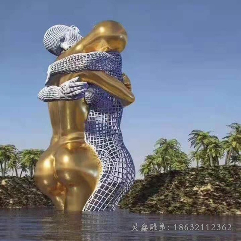 不锈钢情侣人物景观雕塑