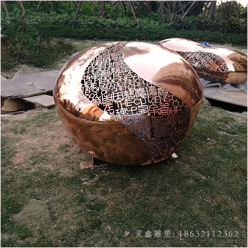 鹅卵石景观抽象不锈钢雕塑