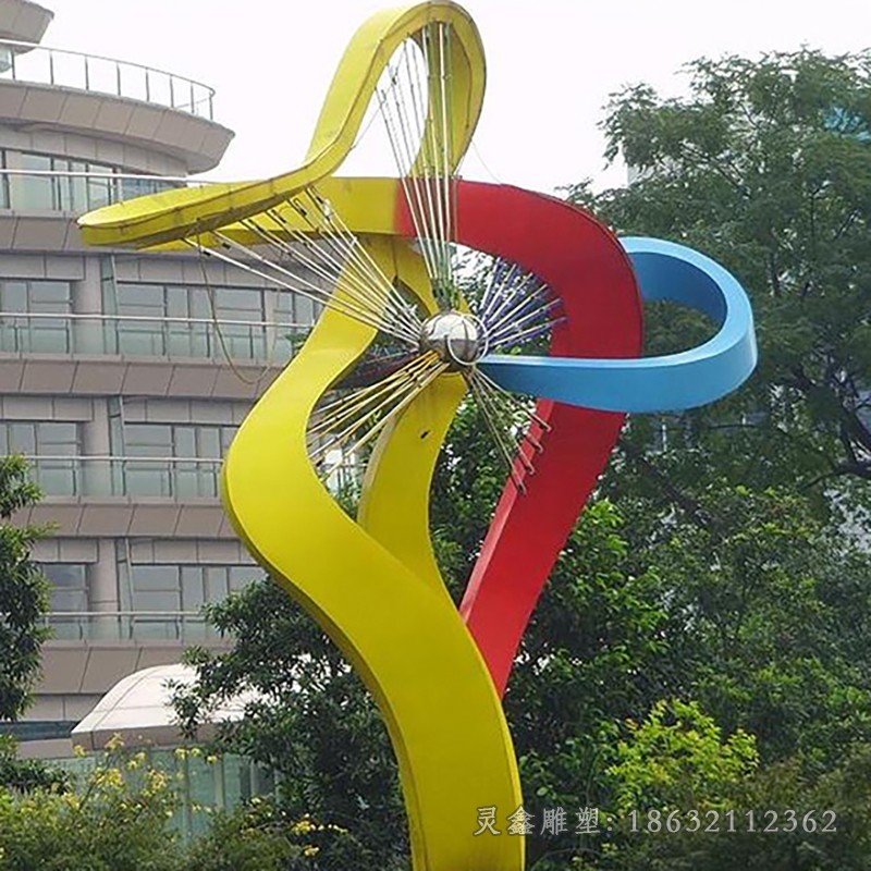 彩绘风车广场不锈钢雕塑