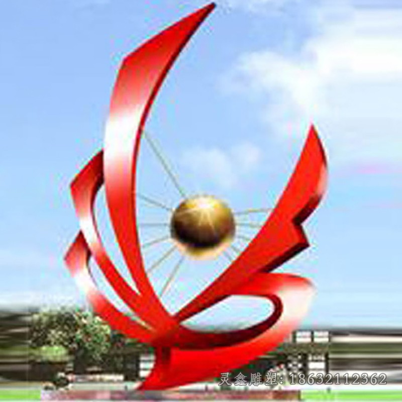 红色飘带景区不锈钢雕塑