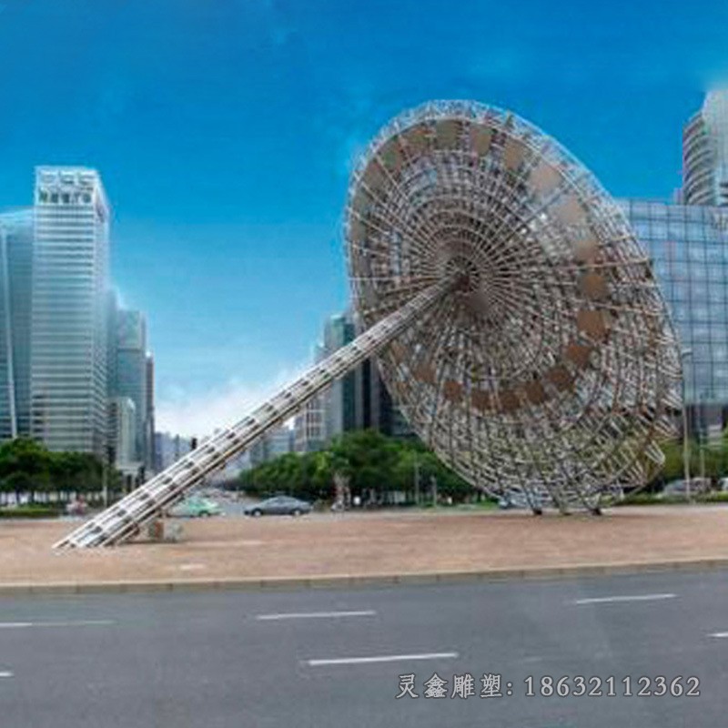 大型镂空标志不锈钢雕塑