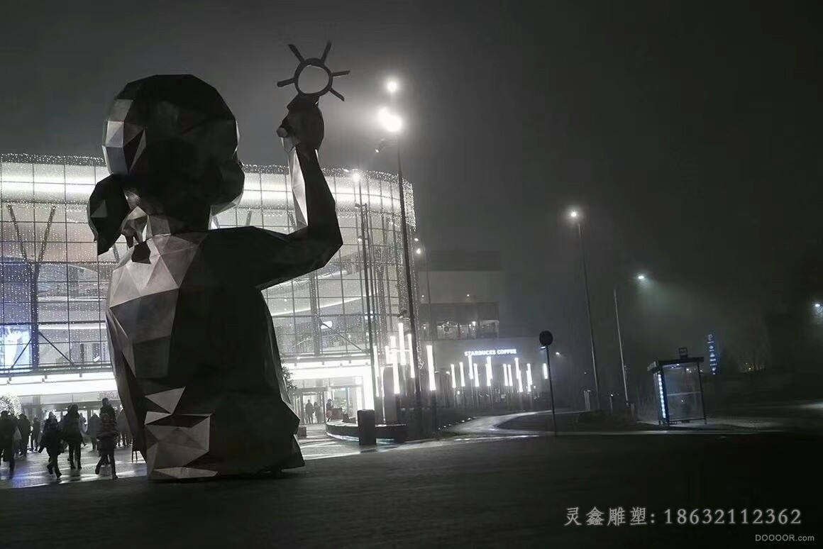 不锈钢几何儿童人物雕塑