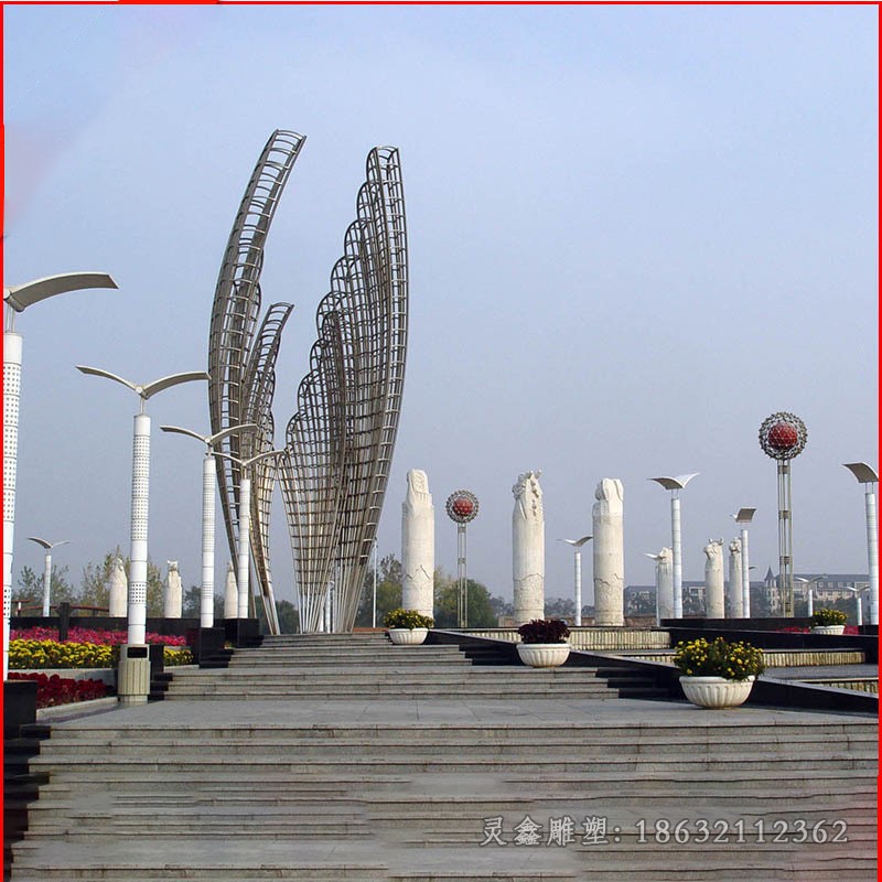 镂空大型标志不锈钢雕塑