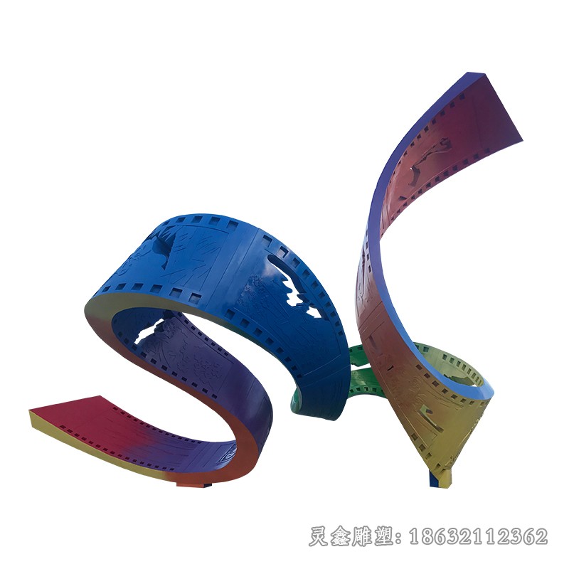 不锈钢彩带标志景观雕塑