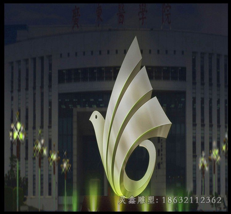 不锈钢飞鸽小区景观雕塑