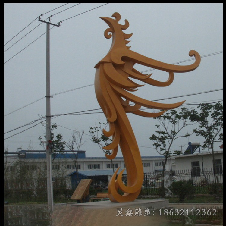 不锈钢抽象凤凰公园雕塑