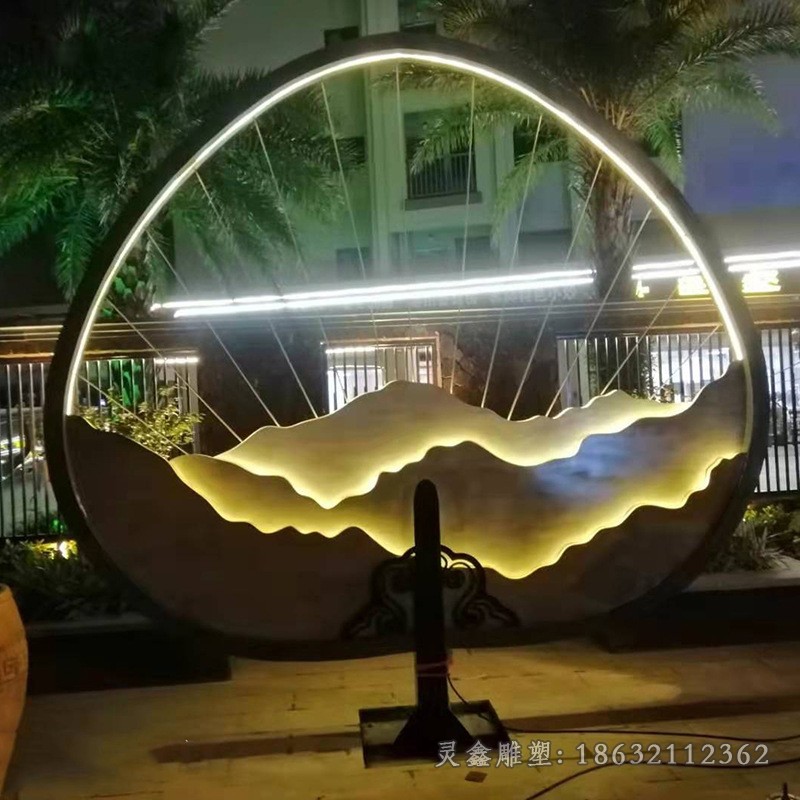 发光扇子不锈钢景观雕塑