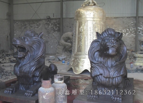 抽象狮子景区景观铜雕