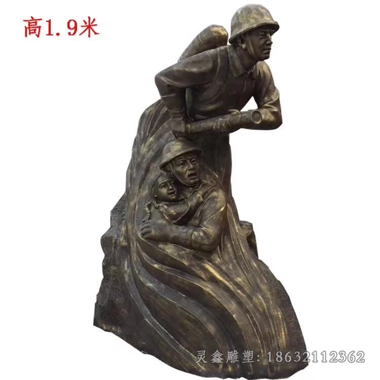 守护生命消防员广场铜雕