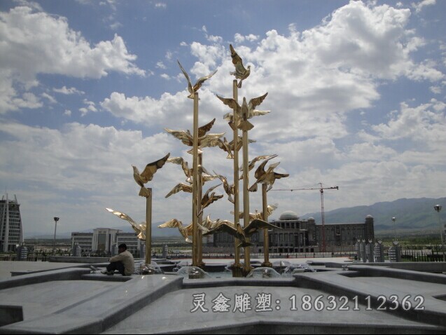 镜面鸽子景区不锈钢雕塑