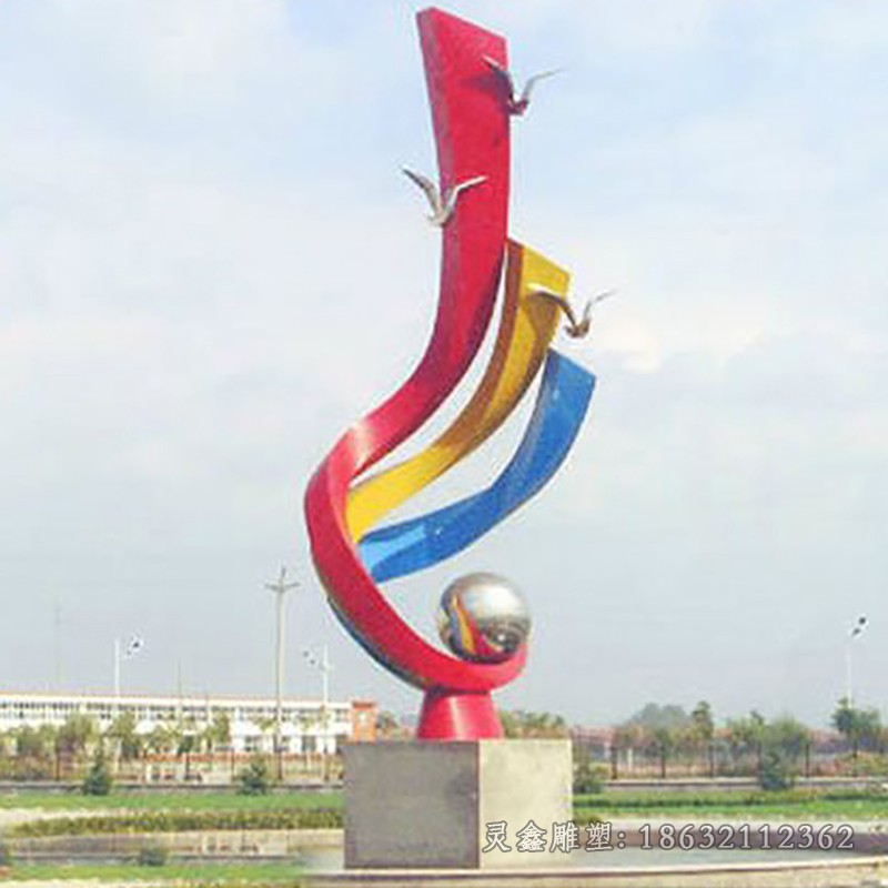 不锈钢彩绘彩带景区雕塑