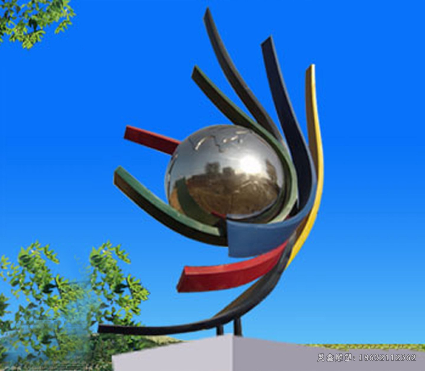 彩绘不锈钢标志园林雕塑