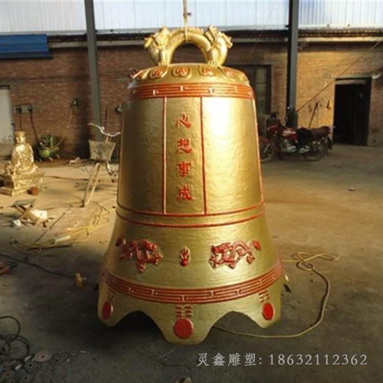 古代铜钟小区标志铜雕