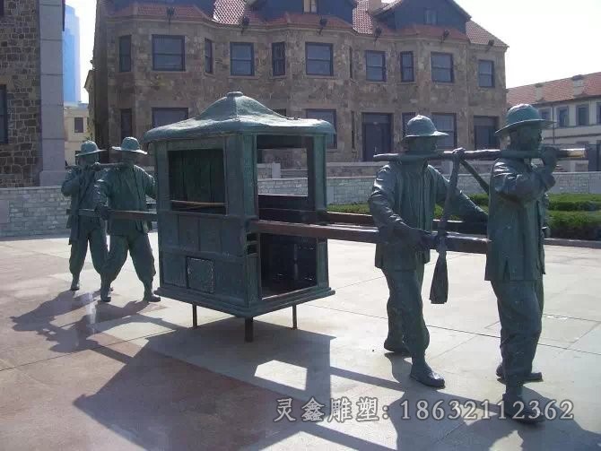 抬花轿广场小品铜雕