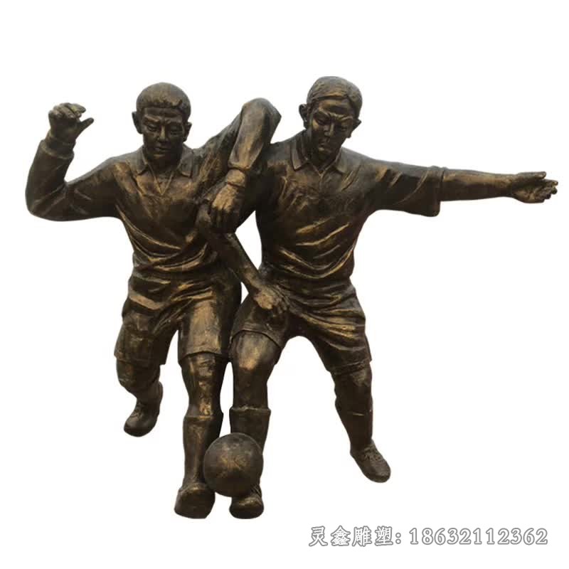 运动踢足球人物景观铜雕