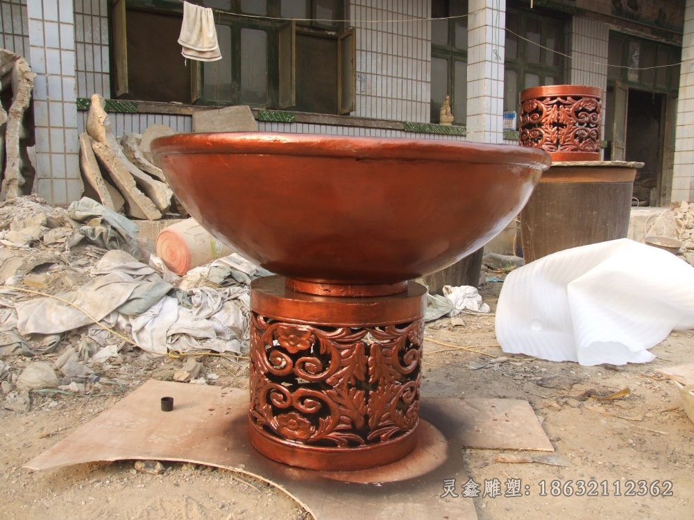 抽象花盆标志景观铜雕